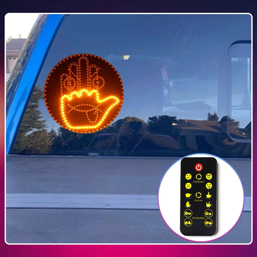 Car LED Facial Expression Light with Remote Control – Rear Window Warn ...