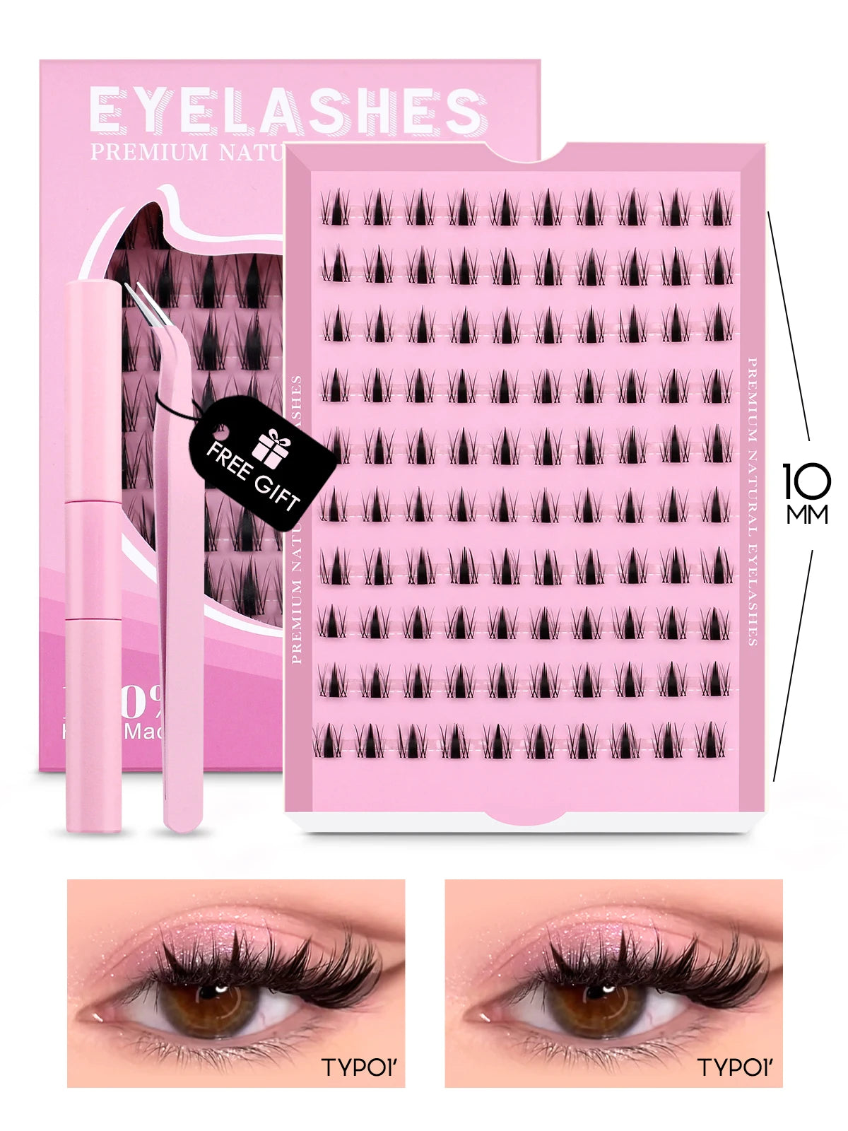 GROINNEYA Eyelash Clusters Kit – DIY Lash Extension with Bond & Seal, Waterproof Strong Hold & Tweezers