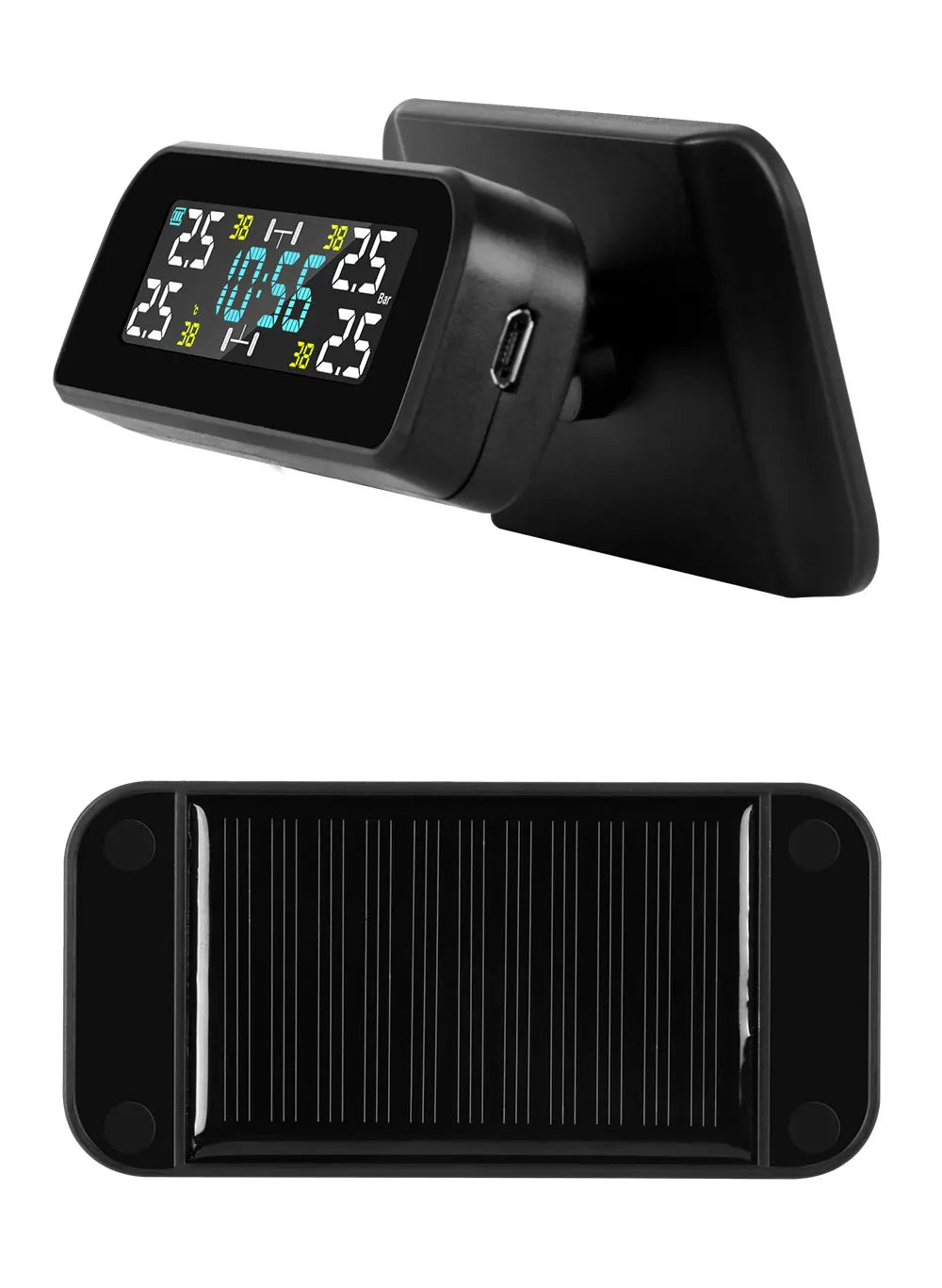 Solar Car TPMS Tire Pressure Monitoring System – External Sensors for 4 Wheels Tyre Pressure Detection