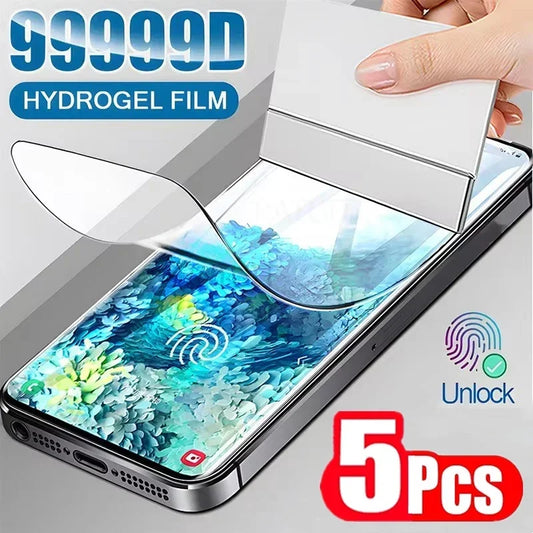 5PCS Hydrogel Screen Protector – Compatible with Samsung Galaxy S8-S24 Ultra & Note 9-20 Plus