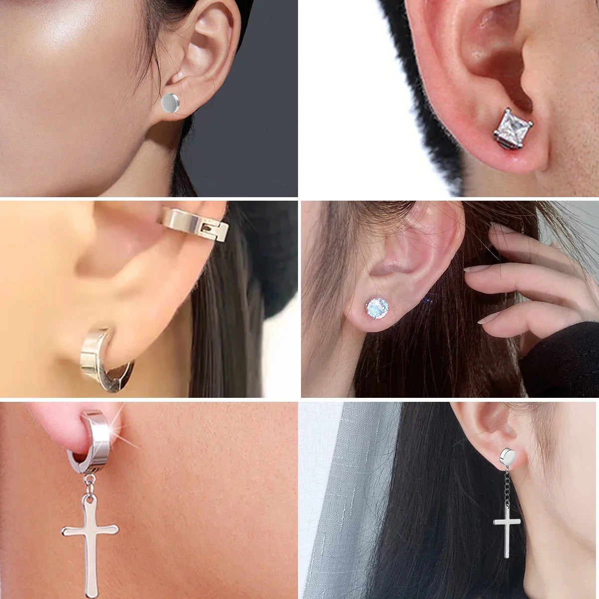 Fashion Magnetic Clip Ear Studs - Non-Piercing Fake Earrings for Men & Women, Jewelry Gift