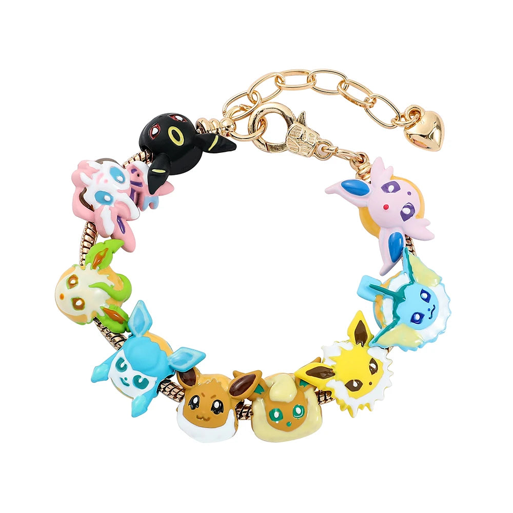 Pokemon Anime Eevee Beads Bracelet – Cute Cartoon Enamel Beaded Hand Chain, DIY Bangle Jewelry for Women & Men