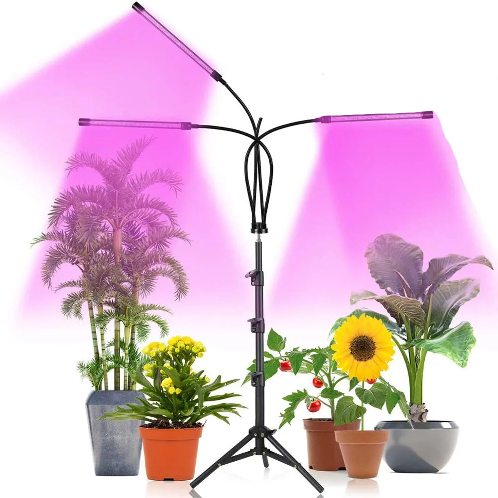 USB LED Plant Growth Lamp with Floor Stand — Full-Spectrum Hydroponic Light, Dimmable Timer for Indoor Flowers & Plants