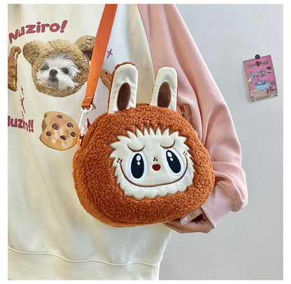 Labu Cartoon Crossbody Plush Bag – Kids Backpack & Shoulder Bag Doll Change Purse, Perfect Gift for Girls