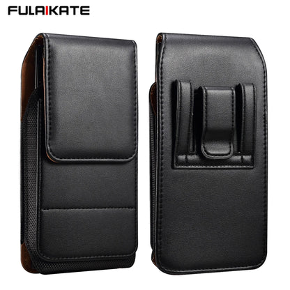 FULAIKATE Sheepskin Textured Card Slot Waist Pouch – Durable Bag for iPhone 12 Pro Max, Samsung Galaxy S24, Vertical Holster