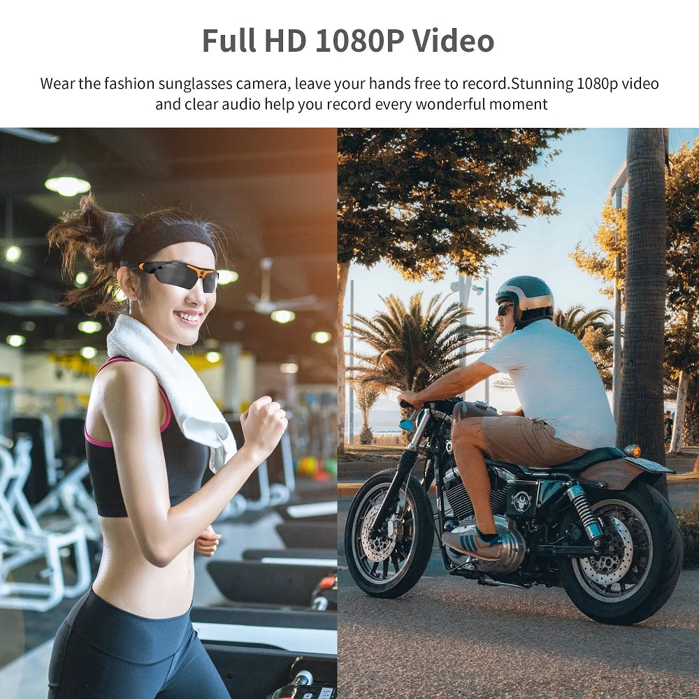 HD 1080P Mini Glasses Camera – Outdoor Bicycle, Motorcycle Security, Polarized Lens Sunglasses with Video Camera Sports Cam