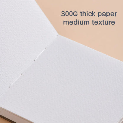Travel Watercolor Book - 300g Mini Portable Sketch Book with Medium Thick Texture, PU Cover for Art Students and Painting Supplies