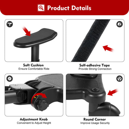 2-in-1 Universal Stroller Buggy Board with Detachable Seat – Pram Pedal Adapter for Kids, 25kg Load Capacity