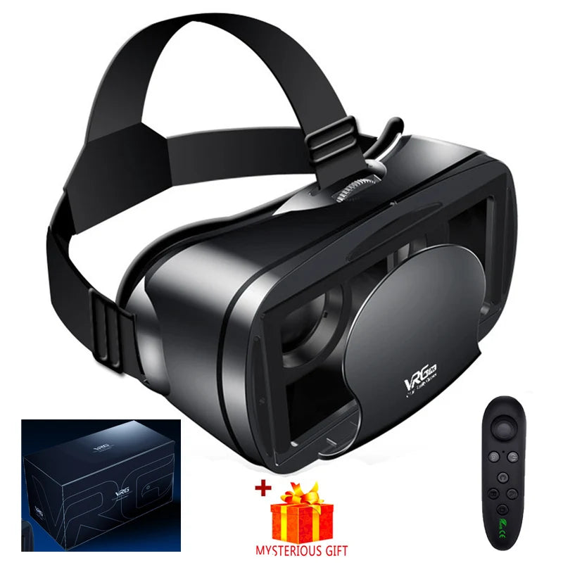 3D VR Headset – Virtual Reality Smart Glasses Helmet for Smartphones with Controllers and 7-Inch Lenses