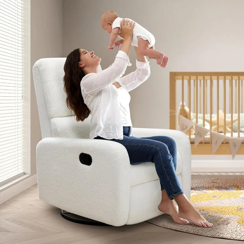 Swivel Glider Rocking Recliner Chair – Massage Nursery Armchair with Rocker Recline for Adults