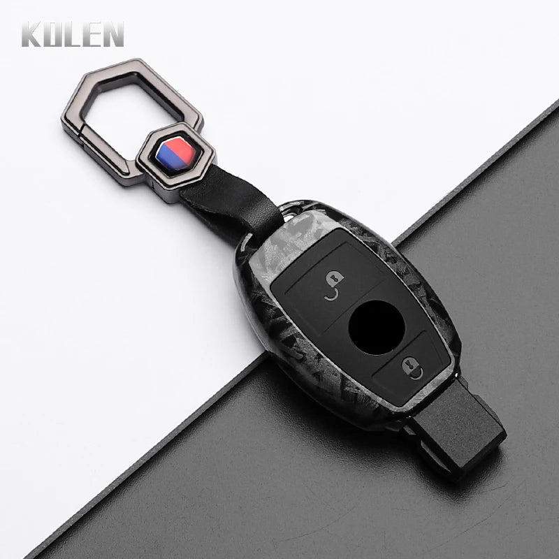 ABS Carbon Fiber Car Key Case Cover – Compatible with Mercedes Benz W204/W205/W212/W213/W176/W177/W219 A/B/C/E/S/GLC/CLA/AMG Fob