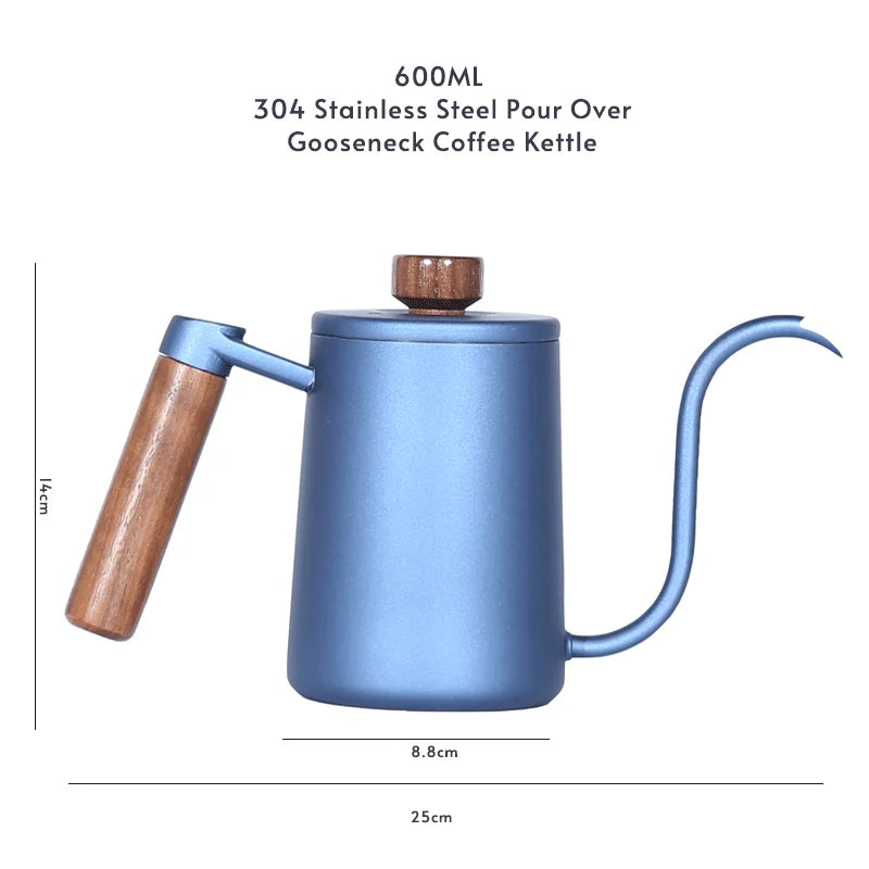 304 Stainless Steel 600ml Gooseneck Kettle — Long Spout Espresso Coffee Maker Teapot for Barista Tools