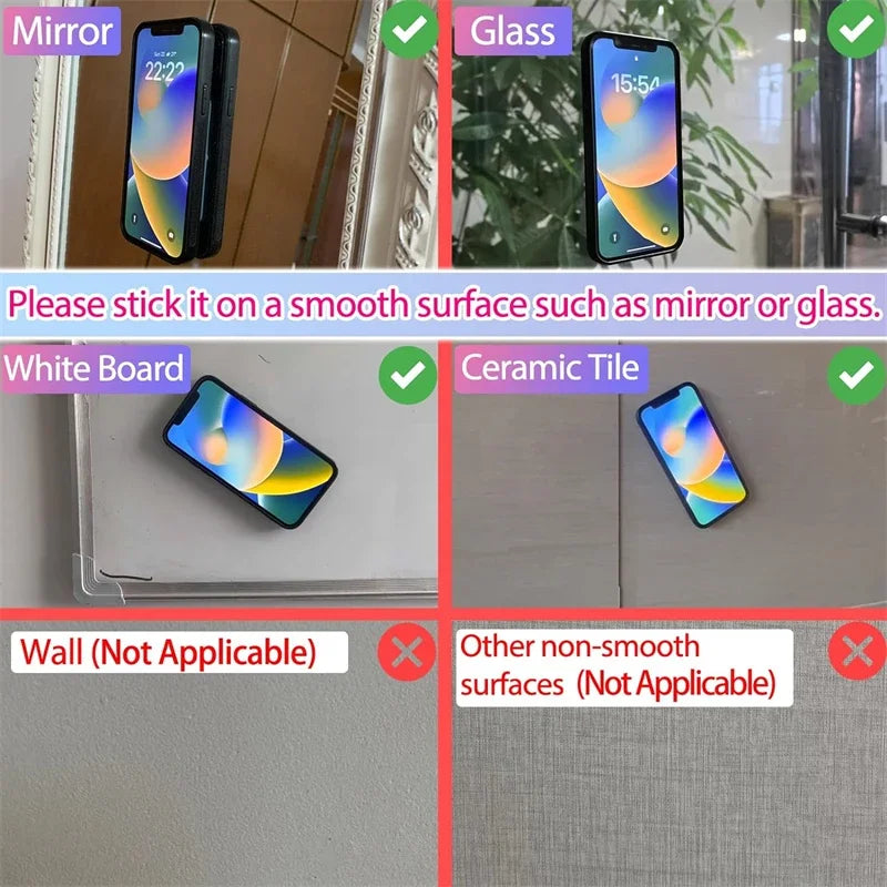 Hands-Free Silicone Suction Phone Holder – Strong Adhesive Stand for iPhone 15/14/13 Pro Max and Samsung S24/S23, Universal Grip Mount