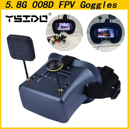 008D 5.8G 40CH FPV Goggles – 4.3 Inch HD 800x480 Video Headset with DVR & Battery for EV800D RC Drone Models