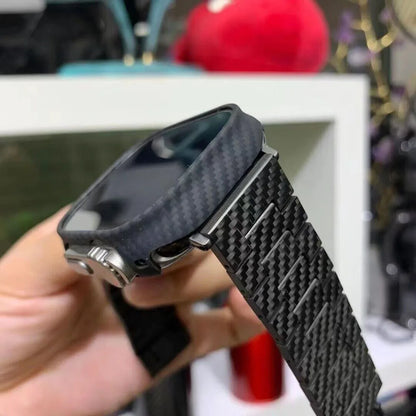 Genuine Carbon Fiber Shockproof Case – Slim Bumper Cover for Apple Watch S8/S9/Ultra 2 (49mm)