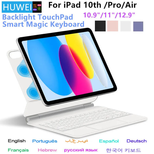 Magic Keyboard for iPad Pro 11/12.9, Air 4/5 & iPad 10th Gen – Smart Magnetic Case & Cover