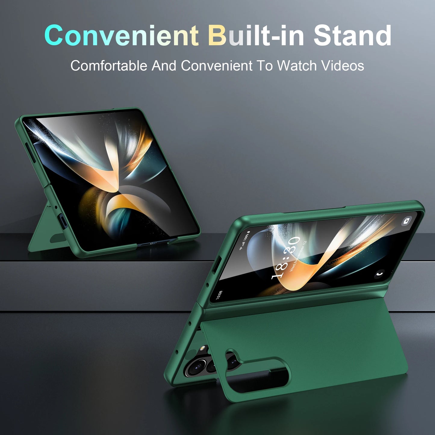 Full Coverage Hard PC + TPU Case for Samsung Galaxy Z Fold 5/4/3 5G – Anti-Fingerprint, Anti-Scratch, Heavy Duty with Holder, Matte & Non-Slip Design