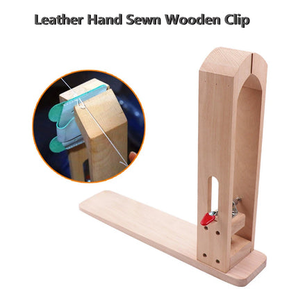 Leathercraft Wooden Sewing Clips with Extended Base Plate – Handmade Leather Tool Clamps for DIY Projects