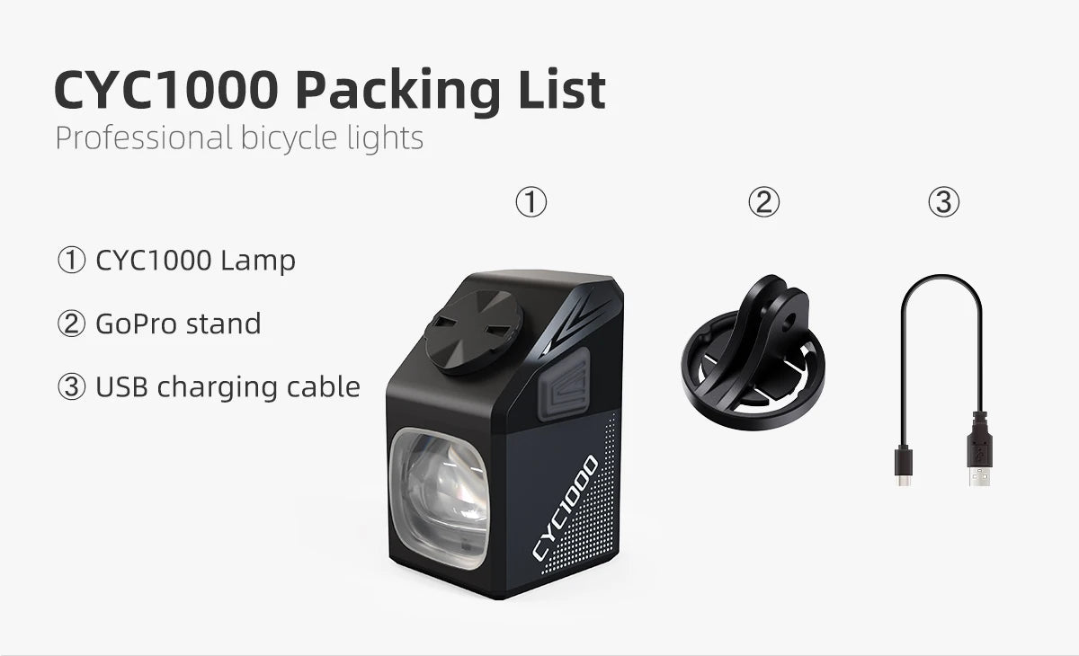 CYCLAMI CYC 1000 Lumen Bike Headlight – Ultra Bright Front Lamp with GoPro Mount & Wireless Remote for MTB & Road