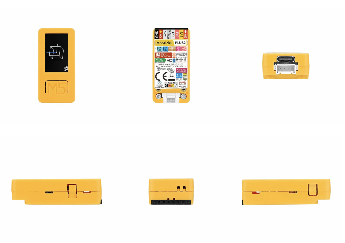 M5Stack M5StickC PLUS2 Portable IoT Development Kit - ESP32-PICO, 1.14-inch TFT Screen, Watch-Type Wearable IoT Controller