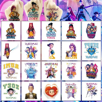 20PCS K-Pop Demon Hunters Temporary Tattoo Stickers – Cute Waterproof Cartoon Party & Christmas Gift