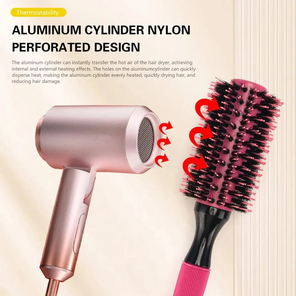 Barbershop Round Tube Curly Hair Rollers – Salon Hair Comb & Styling Brush for Hairdressing