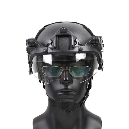 Tactical FAST Helmet Half Face Mask with Flip Goggles – Airsoft, Paintball, and Hunting Gear Accessories