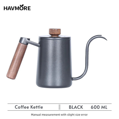 304 Stainless Steel 600ml Gooseneck Kettle — Long Spout Espresso Coffee Maker Teapot for Barista Tools