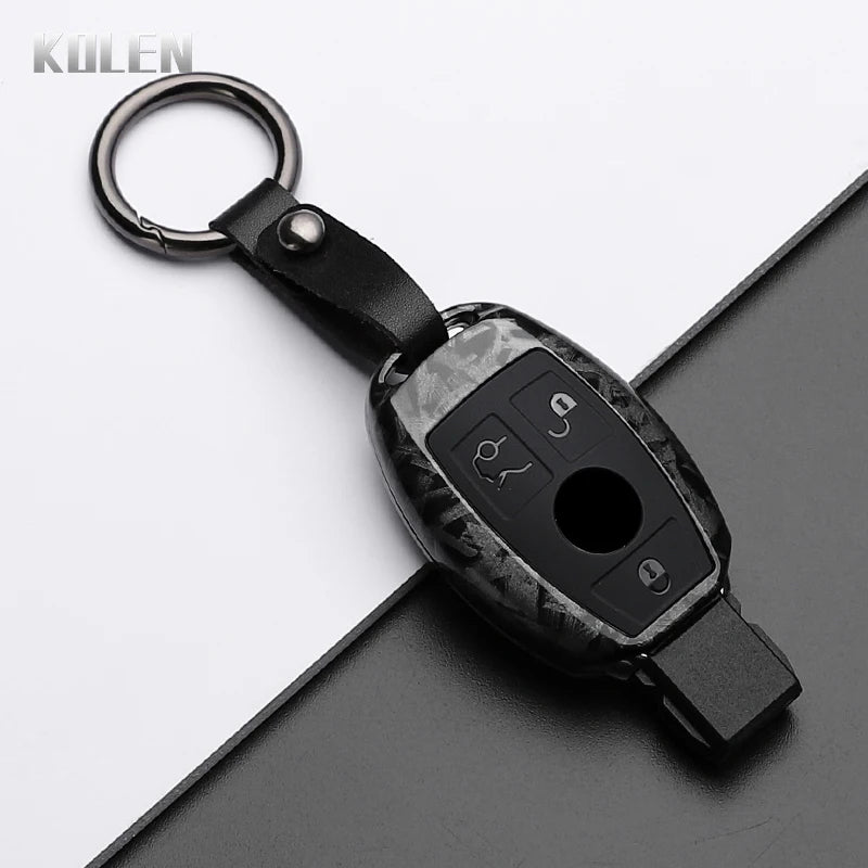 ABS Carbon Fiber Car Key Case Cover – Compatible with Mercedes Benz W204/W205/W212/W213/W176/W177/W219 A/B/C/E/S/GLC/CLA/AMG Fob