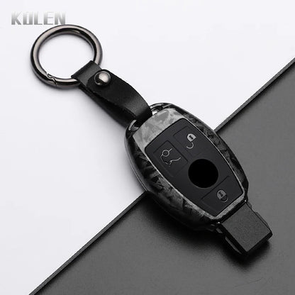 ABS Carbon Fiber Car Key Case Cover – Compatible with Mercedes Benz W204/W205/W212/W213/W176/W177/W219 A/B/C/E/S/GLC/CLA/AMG Fob