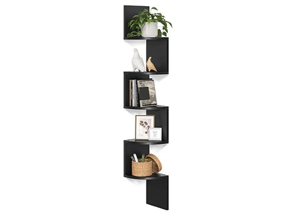 VASAGLE 5-Tier Corner Wall Shelf – Floating Bookshelf & Plant Display for Bedroom, Living Room, Bathroom, Home Office