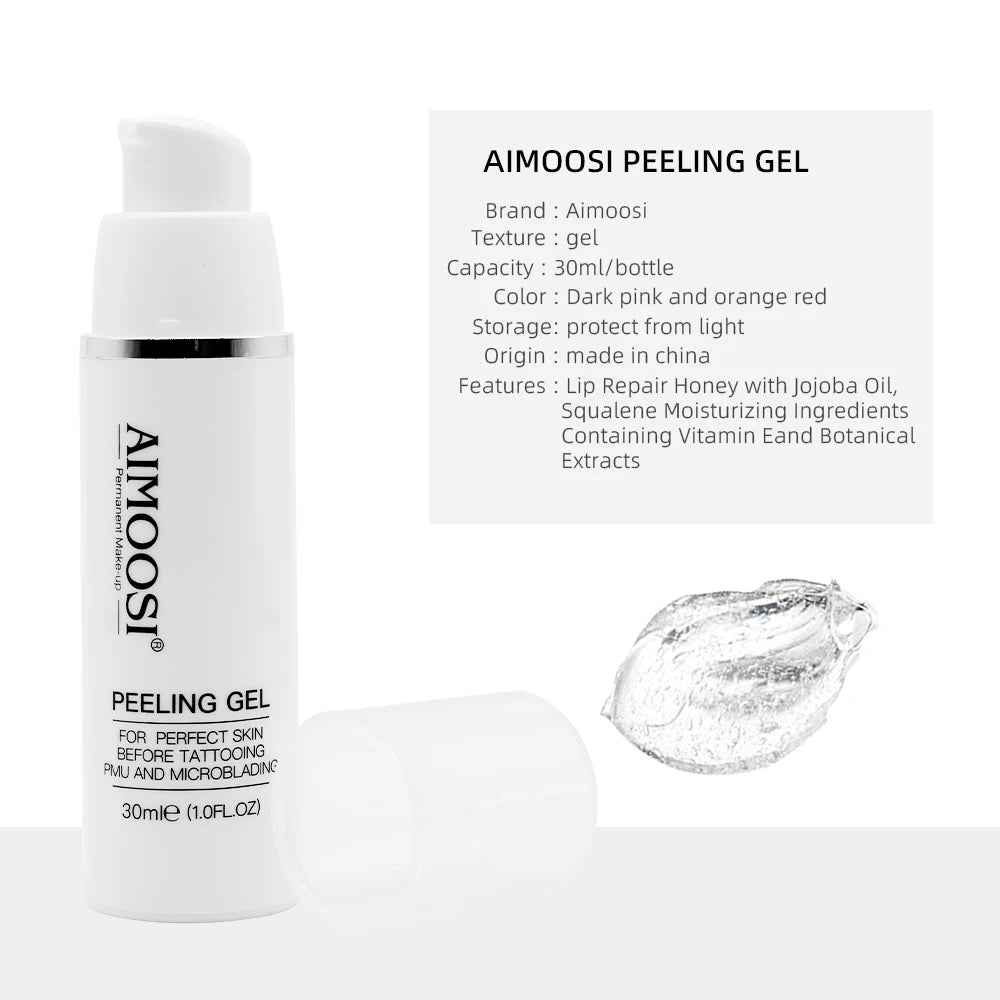 Aimoosi Exfoliating Gel – Clean Skin Cuticle Prep for Semi-Permanent Microblading, Eyebrow & Lip Tattoo Coloring