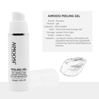 Aimoosi Exfoliating Gel – Clean Skin Cuticle Prep for Semi-Permanent Microblading, Eyebrow & Lip Tattoo Coloring
