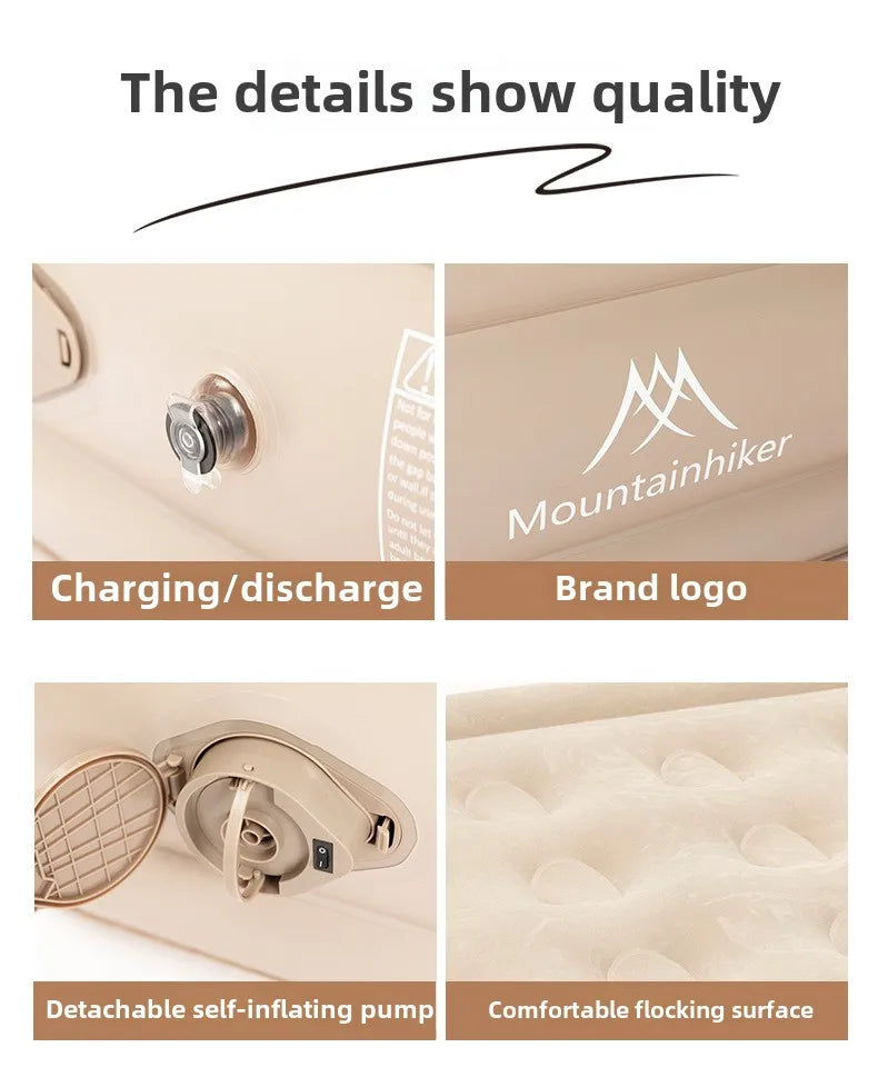 MOUNTAINHIKER 2025 Inflatable Air Mattress - PVC Glamping Camping / interior Bed Mat with Built-In Pump for 1-3 Person