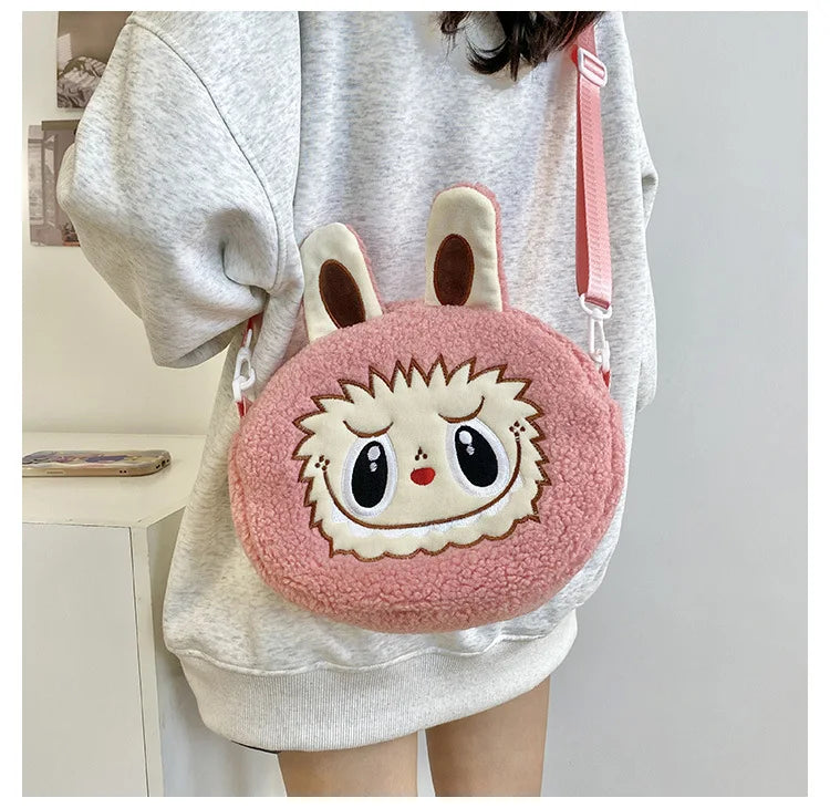 Labu Cartoon Crossbody Plush Bag – Kids Backpack & Shoulder Bag Doll Change Purse, Perfect Gift for Girls