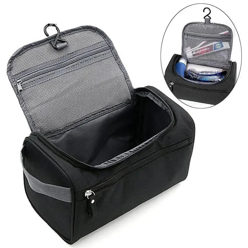 Portable Polyester Travel Cosmetic Bag: Waterproof Toiletries Organizer with Zipper
