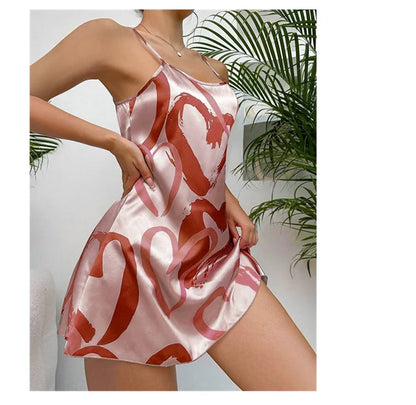 Women’s Sexy Satin Slip Nightdress - Backless Cross Strappy Sleepwear for Luxurious Comfort