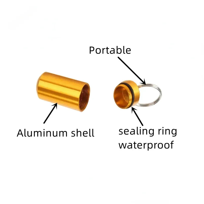 Mini Portable Pill Box – Waterproof Aluminum Case for Tablets, Vitamins, Fish Oils & Medicine Storage