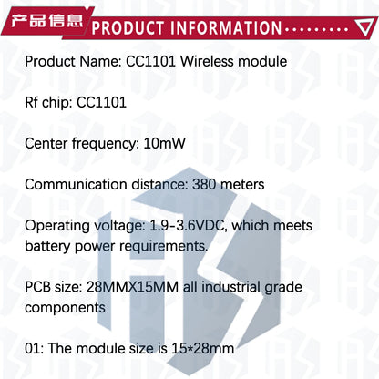 CC1101 Wireless Module - 10mW, 433MHZ/868MHZ, Long Distance Transmission 300-1000M with SMA Antenna, Wireless Transceiver