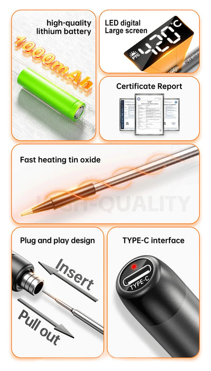 Multifunctional USB Electric Soldering Iron Kit – Adjustable 300–450℃ Digital Welding Tool Set
