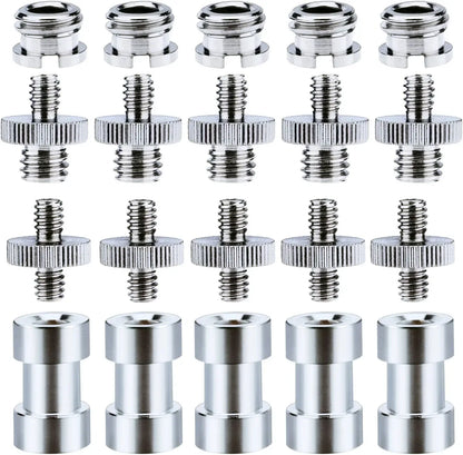 1/4" to 3/8" Female Screw Adapter – Metal Spigot Stud Male Converter for Flash, Light, Tripod & Photo Studio Accessories
