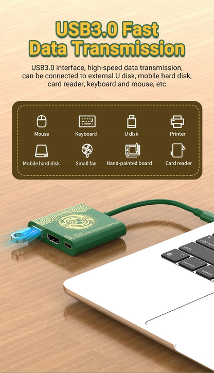 4K Switch TV Docking Station — 3-in-1 USB-C Game Hub with USB 3.0, HDMI & 100W PD for Laptop, Nintendo Switch/Switch OLED, Mobile Phone