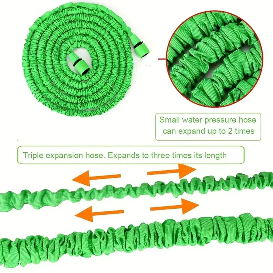 25FT–200FT Expandable Garden Hose – Lightweight Durable Watering Tool with 7-Function Spray Gun