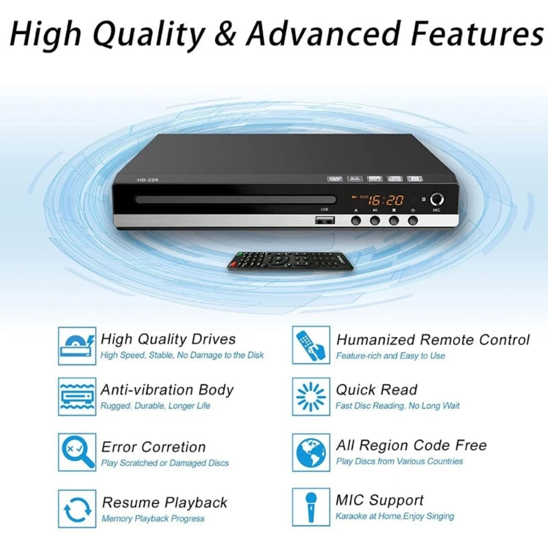 DVD Player VCD CD Multimedia Machine – HDMI-Compatible with AV Output ...
