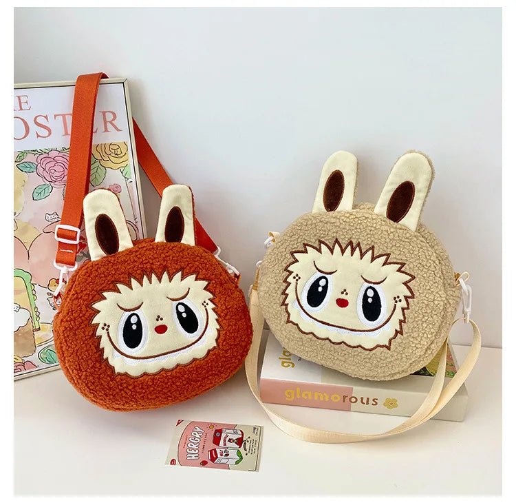 Labu Cartoon Crossbody Plush Bag – Kids Backpack & Shoulder Bag Doll Change Purse, Perfect Gift for Girls
