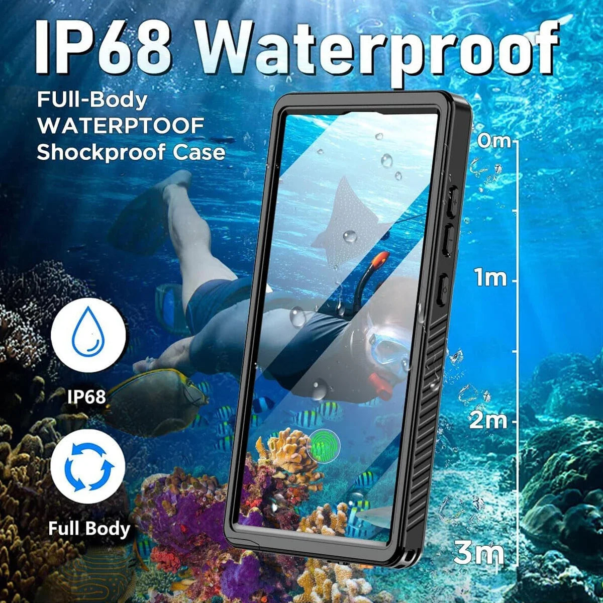 IP68 Waterproof Case for Samsung Galaxy S25/S24/S23/S22 Ultra, FE, A54/A14/A34 5G – Outdoor Sports & Diving Protective Cover