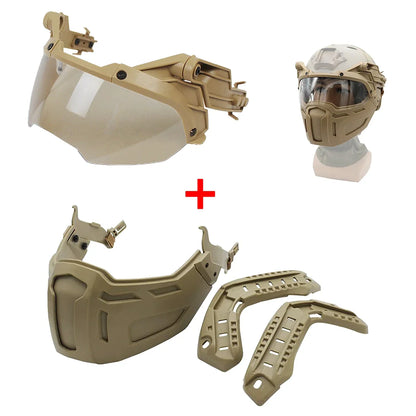 Tactical FAST Helmet Half Face Mask with Flip Goggles – Airsoft, Paintball, and Hunting Gear Accessories
