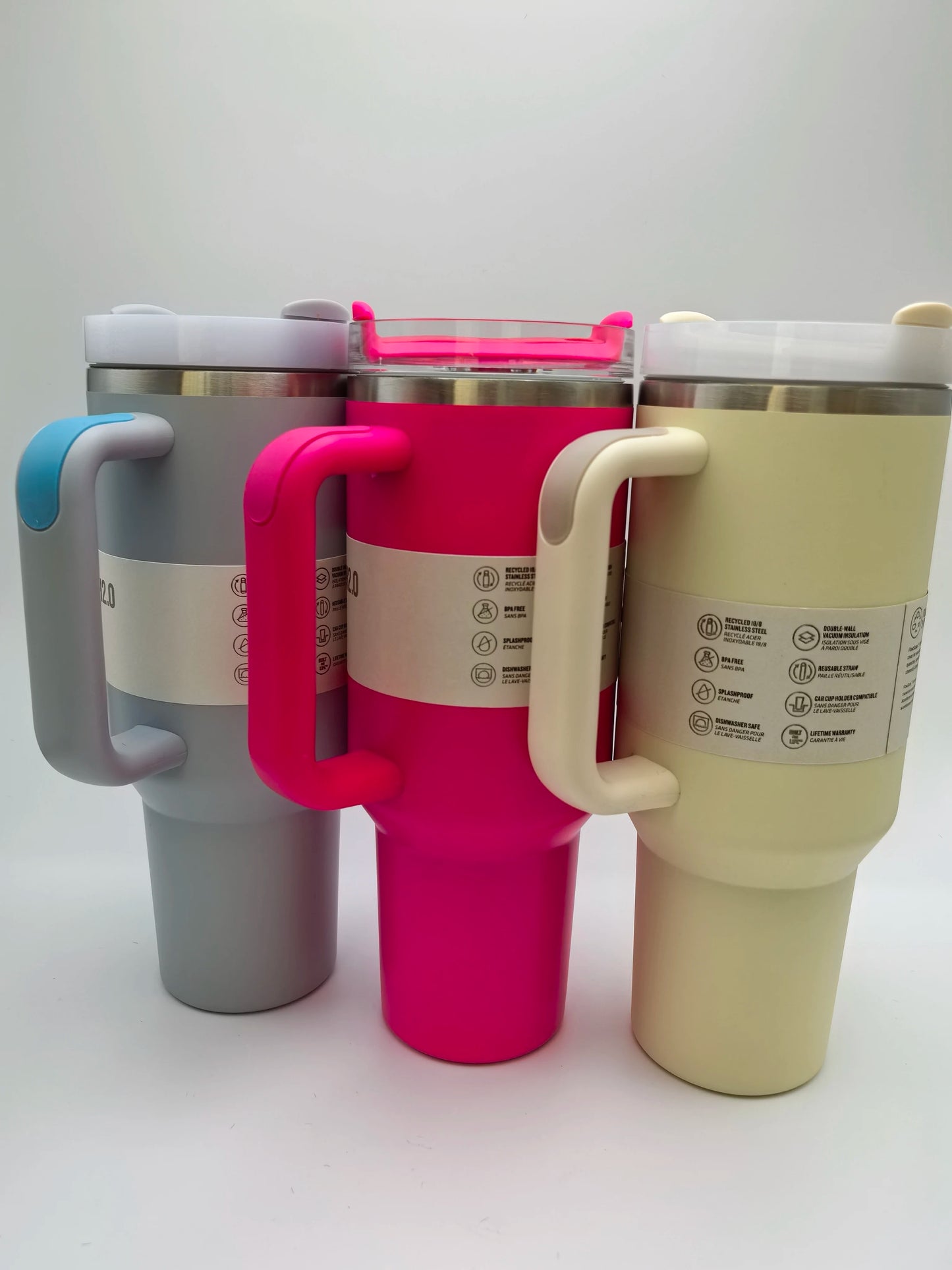 40oz Insulated Stainless Steel Tumbler — Travel Cup with Handle, Straw & Cup Holder, BPA-Free