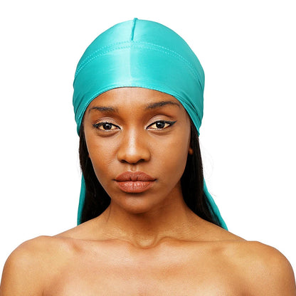 Unisex Silky Long Tail Durag Pirate Hat – Fashion Headwrap, Turban, Bandana, Cap for Women & Men, Hijab Hair Accessories