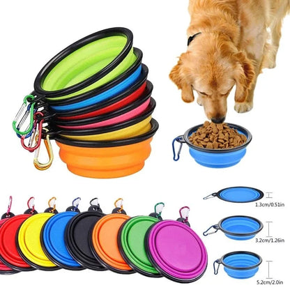 350ml Folding Pet Silicone Dog Bowl with Carabiner - Portable Outdoor Camping Travel Dish for Food and Water, Cat and Dog Supplies